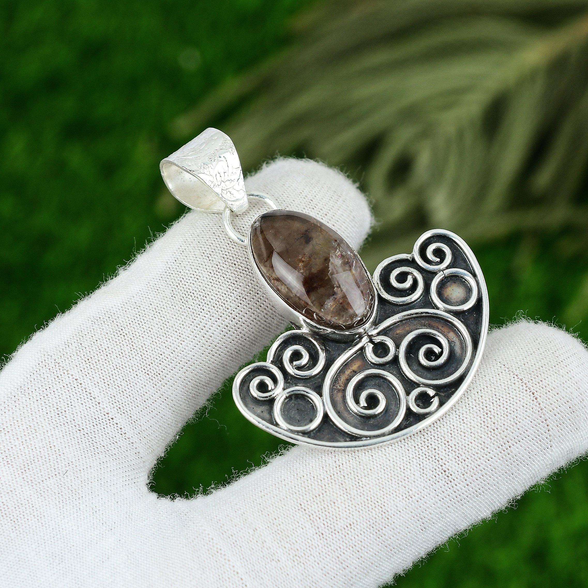 

925 Silver Elestial Quartz Gemstone Bezel Wedding Engagement Anniversary Pendant