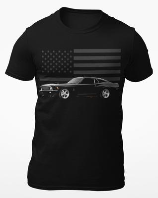 1970 Schwarzer Mustang Muscle Car Geschenk für Besitzer Kurzarm Unisex T-Shirt
