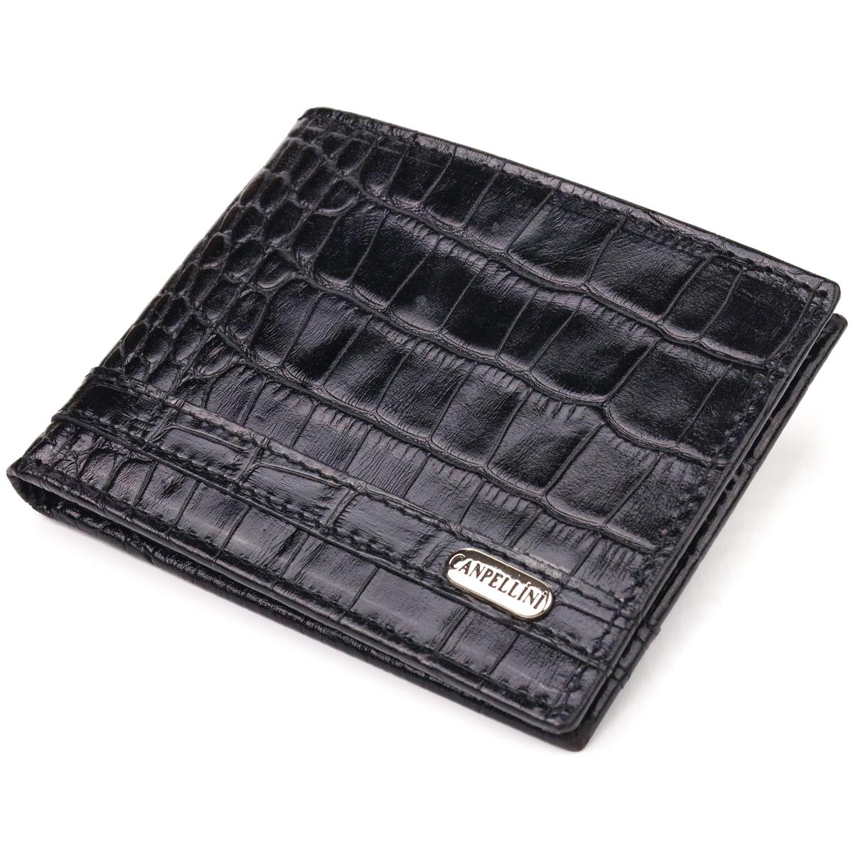 

чоловічий затиск із натуральної фактурної шкіри CANPELLINI Money Clip 21520 Чорний