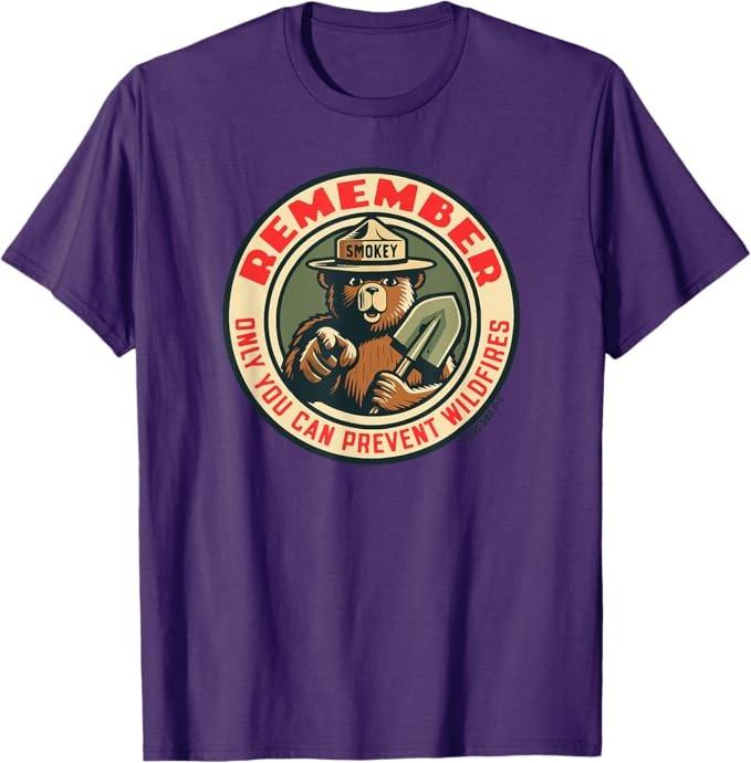 Remember Only You Vintage Smokey Bear Seal Retro T-Shirt S разноцветный