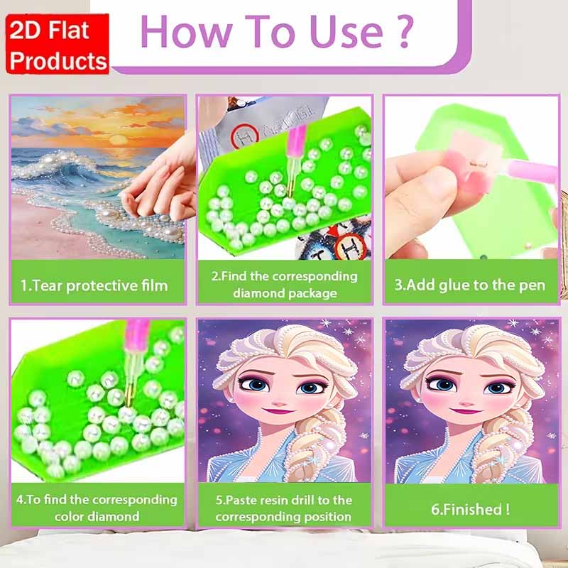 Disney DIY Pearl Art Painting Frozen Elsa Blue Pearl Dress Home Wall Decoration Pearl Gem Painting Pictures Crafts Home Decoration