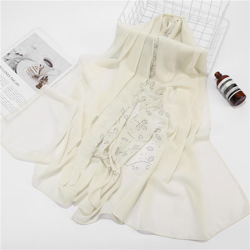 Women Chiffon Scarf Hijabs For Women Leaf Diamond Crystal Scarf Hijab Shawls Wraps Muslim Fashion Hijab Scarf Ramadan Shawl