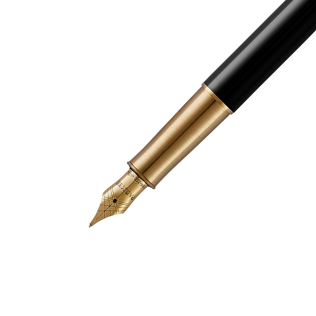 PARKER Sonnet Lacquered Black GT Fountain Fine 18K Gold Gift Officially Product Number 1950550 Pen, Nib, Nib, Boxed, Imported,