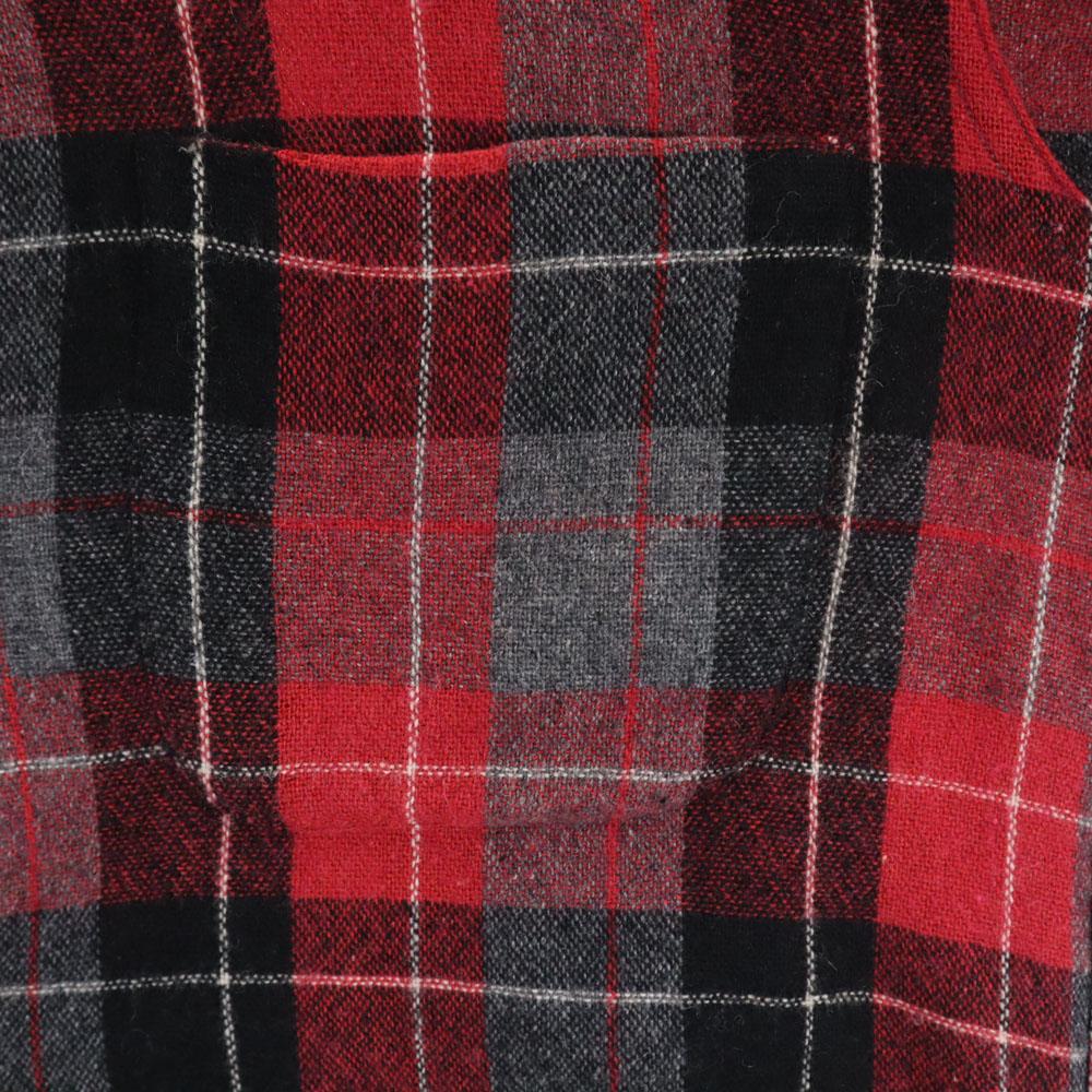 Truval 50s 60s Open Collar Vintage Box Silhouette Rayon Check Pattern Long Sleeve Open Collar Shirt Men's Used