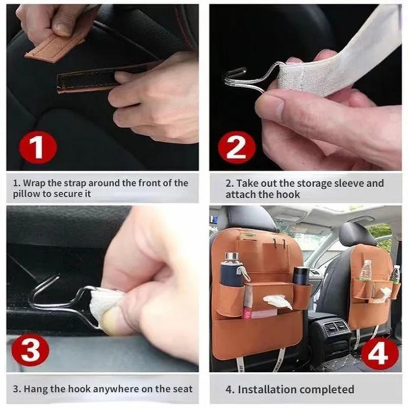 Car Back Seat Storage Bag Organizer 6 Pockets Hanging Bag Auto Trunk Elastic Felt Storage Bag Organizer Car Interior Accessories