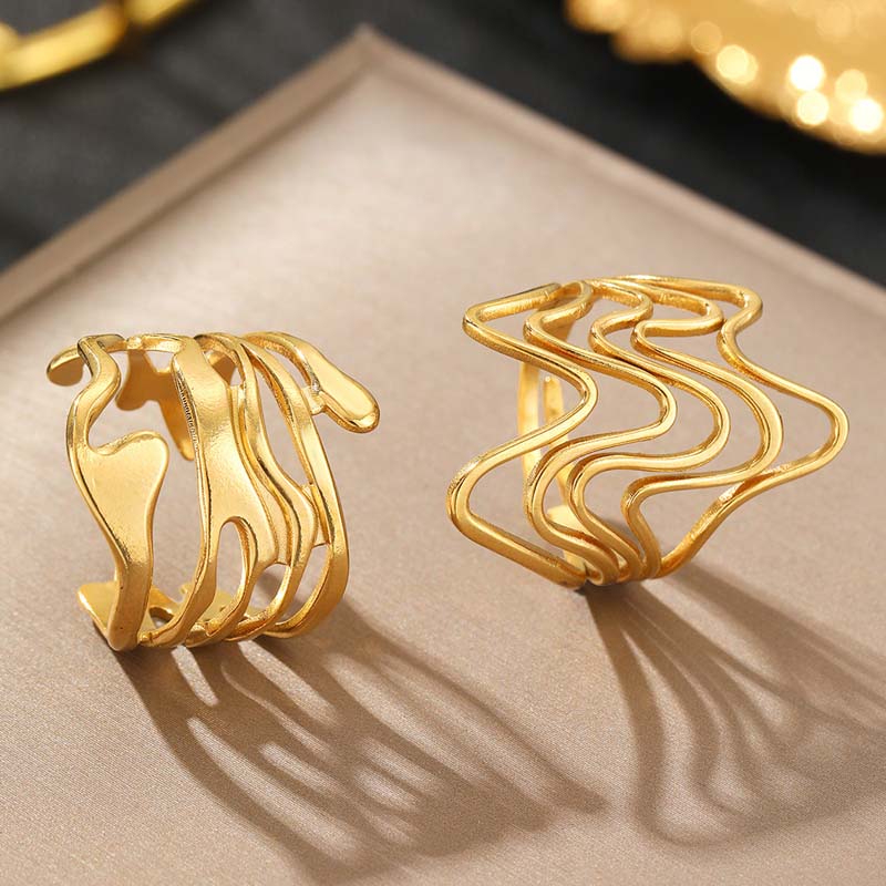 3Pcs/Set Stainless Steel Starfish Shell Rings Set For Women Vintage Gold Open Adjustable Ring Summer Beach Jewelry Gifts