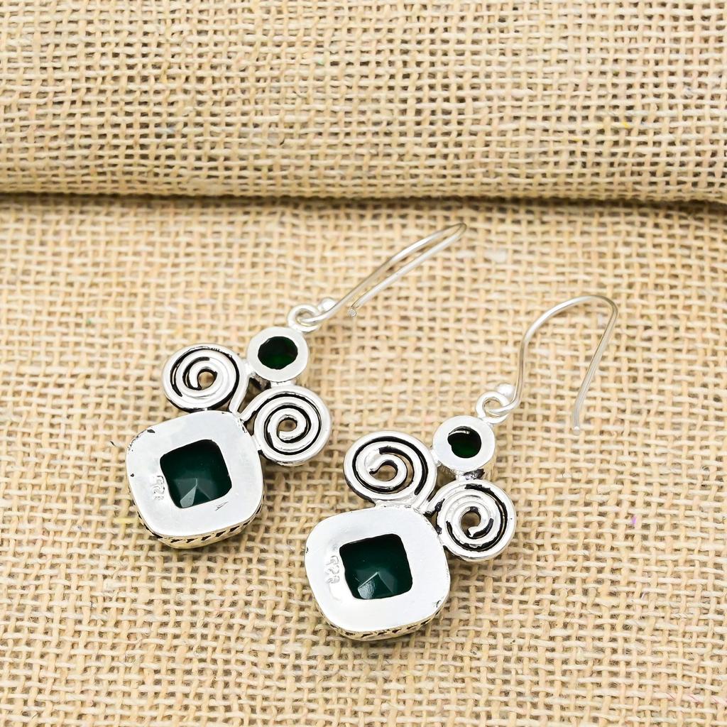 Green Onyx, Chrome Diopside Earrings, 925 Solid Sterling Silver Jewelry, Gemstone Earrings, Gift For Her Handmade Dainty Jewelry