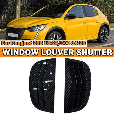 Par de Rejilla Lateral Trasera para Ventana Cubierta Embellecedora Para Peugeot 208 2018-2024 Accesorios de Coche Piezas de Automóvil Carbono