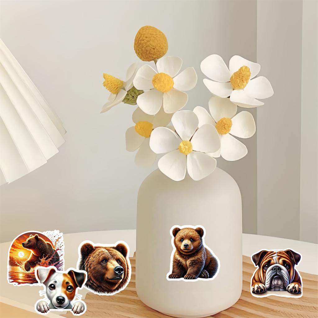 17pcs Cute Water Color watercolor brown bear Hand Account Stickers Stationery Laptop Suitcase Skateboard Stationery Planner