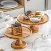 Chenxuan High-Foot Bamboo Cake Stand with Glass Dome