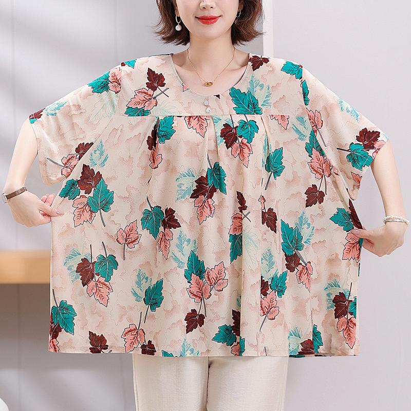 Plus Size 4XL-8XL Elegant Blouses for Women Tops Casual Loose Short Sleeve Female Shirt Summer Vintage Clothes