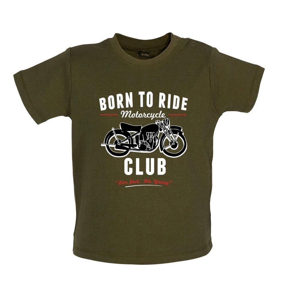 Born To Ride Motorcycle Club - Baby Kids Boys Girls Unisex T-Shirt / Babygrow - Rider Bike Motorbike 120