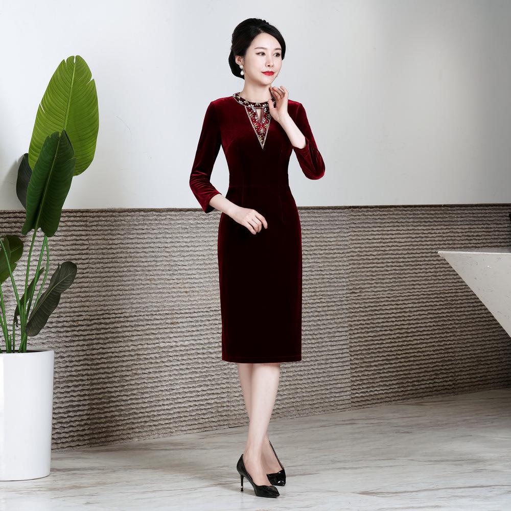 

Elegant Autumn Dresses for Middle-Aged and Elderly Women - Formal Wedding and Celebration Wear 3XL