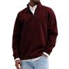 Men's Solid Color Half Zip Stand Collar Sweatshirt Men's Sports Large Size Casual Sweatshirt