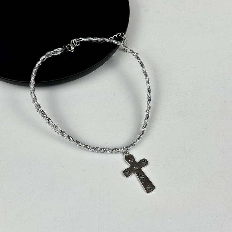 Simple Summer Cross Pendant Choker Necklace For Women Men Personalized Punk Vintage Chain Necklace Jewelry Accessories Gifts