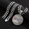 Hip Hop Full Diamond Alloy Round Drip Oil Letter GO Pendant Cuban Chain Fashion Trend Personalized Men's Jewelry