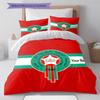 Moroccan Football Crest Custom Name Pattern Bedding Quilt Set Quilt Cover Pillowcase Home Birthday Gift(1 * Duvet Cover + 2 * Pillowcase, Without Core