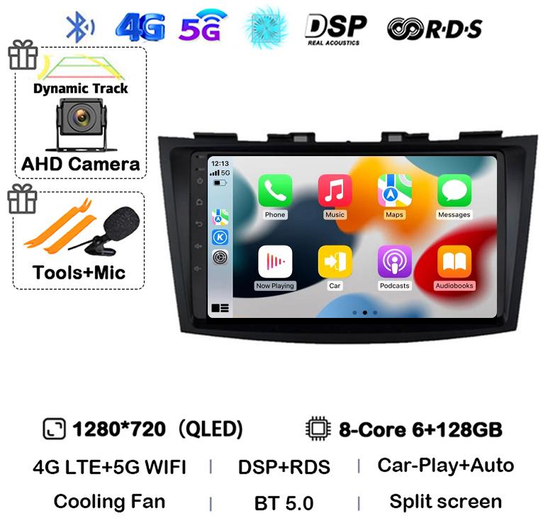 Android 14 Carplay Auto Car Radio For Suzuki Swift 4 2011 2012 2013 2014 2015 2016 Multimedia Video Player Audio GPS Stereo WIFI