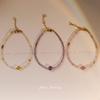 Small round natural citrine, strawberry quartz, amethyst, and aquamarine crystal bracelet for women, slim style