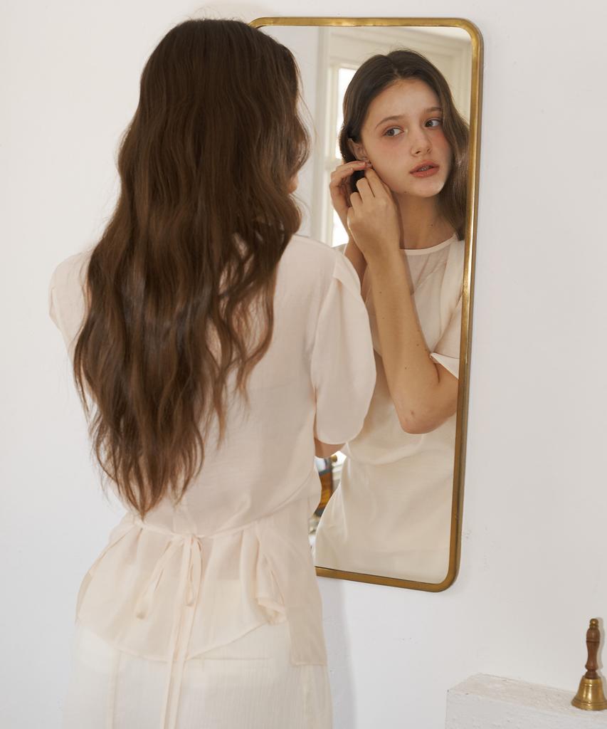 Peullobeu Draping Sheer Set Up Blouse (Ye)