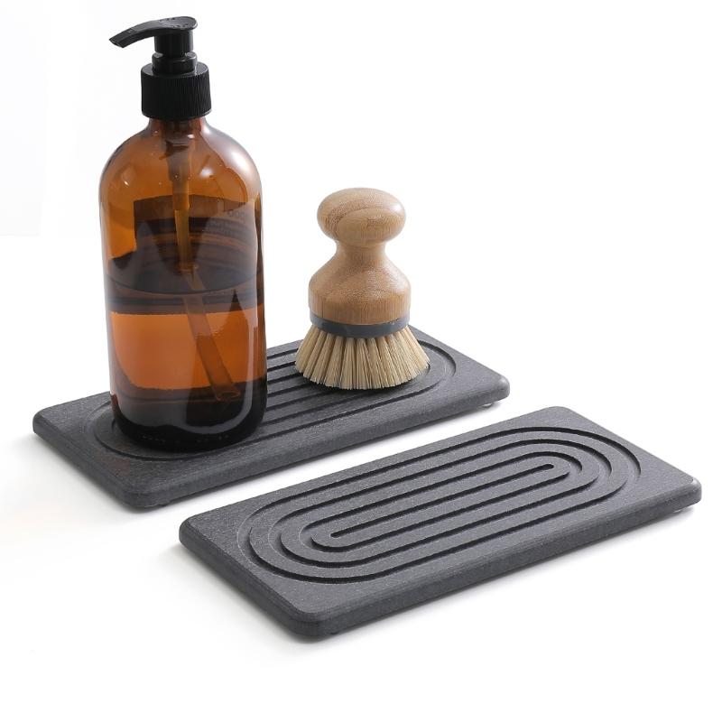 2Pieces Natural Water Absorbing Stone Soap Holder Tray For Bathroom Countertop And Sink Organization Counter Top