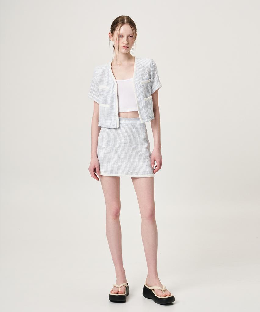 ETMON Summer Tweed Mini Skirt, Blue