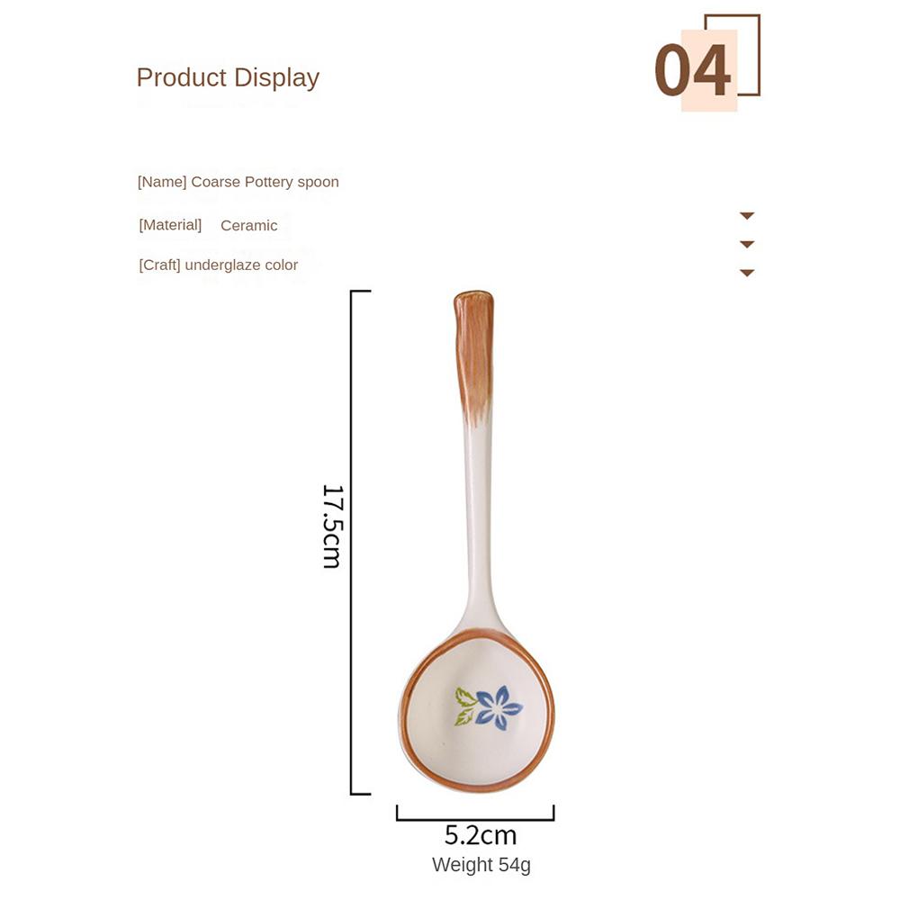 Keramisk soppsked Japansk stil Kreativ grov keramik Handmålad keramisk sked Kaffe Mjölk Dessertsked Kreativt bordsserv