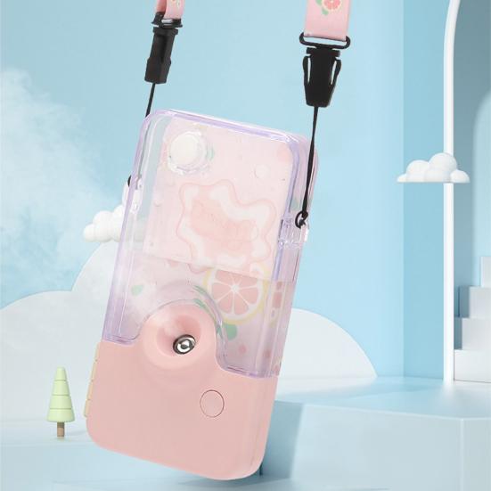 Facial Mister Portable Hanging Neck Face Mister with 60ml Water Tank Summer Cool Mist Sprayer for Face Hydrating