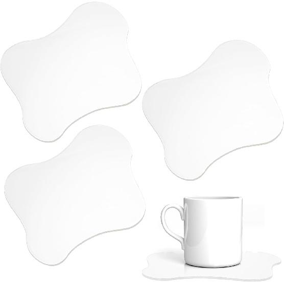 3 Pcs Acrylic Irregular Coasters Cloud Shape Cup Mats Transparent Cute Coaster for Tabletop Protection Home Decor for Coffee Table, Stone Tables,