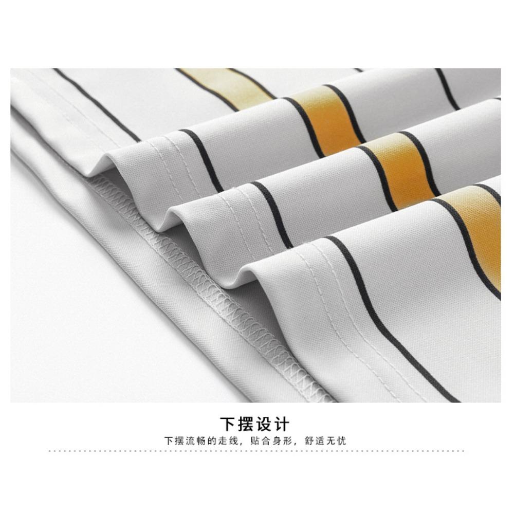 Short Sleeved Men's Polo Shirt Summer New Business Casual Striped Thin Ice Silk T-shirt Base Shirt