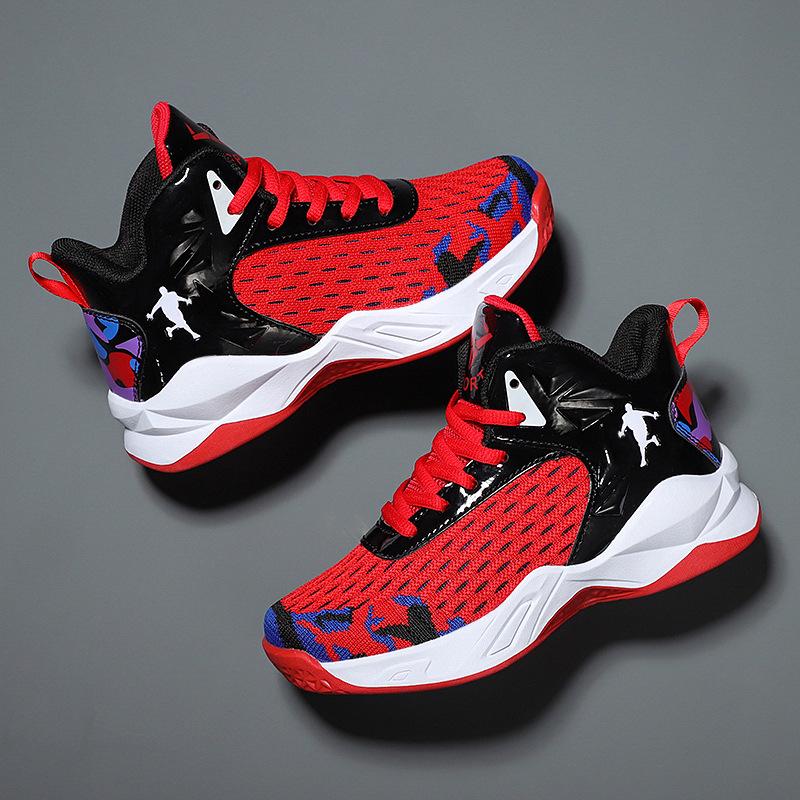 Jungen rutschfeste atmungsaktive Netz-Basketball- & Trainingsschuhe