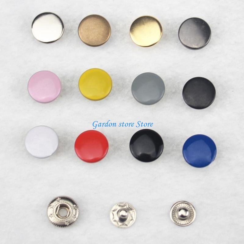 B0KB 120 Sets Metal Buttons Leather Crafts Fasteners 12 Assorted Colors