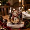 Bicchiere da Bere di Natale Creativo Trasparente con Motivo di Babbo Natale, Tazze da Tè Estetiche 3D Goffrate, Decorazione per la Casa delle Feste con Albero Ghirlanda Calzini