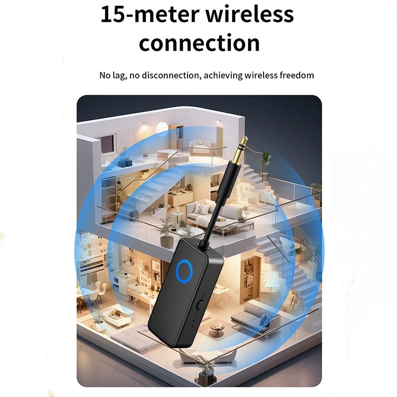 Bluetooth 5.4 Empfänger Sender 2-in-1 Drahtloser Bluetooth 3,5mm Aux Audio Adapter Mikrofon für Flugzeug TV Auto Laufband