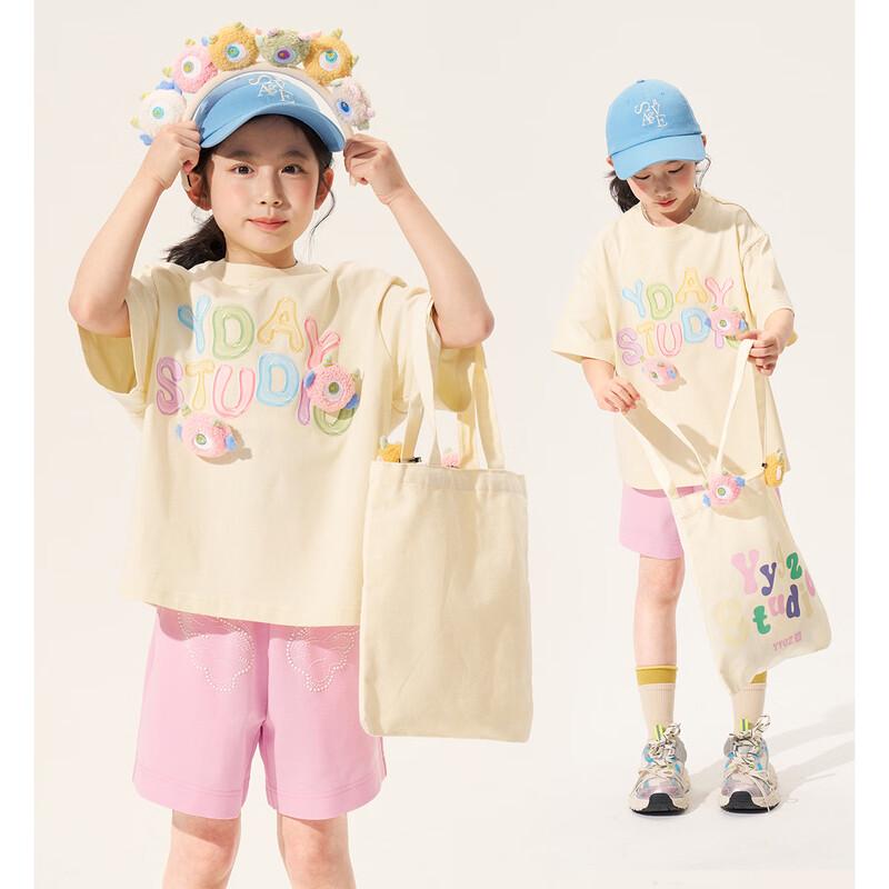 

Girl s 100% Cotton Short Sleeve Jelly Letter Print T-Shirt 160