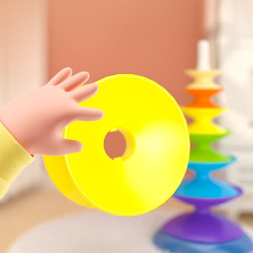 Rotating Rainbow Stacking Toys Ferrule Stacking Blocks Baby Toy  Color Size Cognition