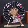 New Japanese Sakura Flower Pocket Folding Hand Fan Round Circle Party Decor Gift Bamboo Windmill Folding Fan Chinese Fans