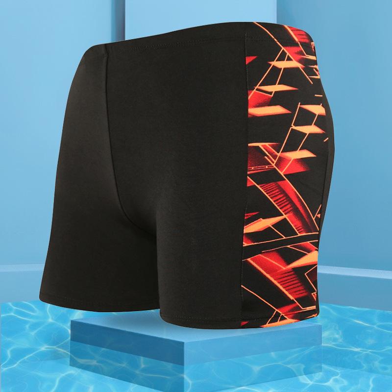 Men's Plus Size Milk Silk Flat Leg Swim Trunks - Fashion Print for Resort and Beach Wear