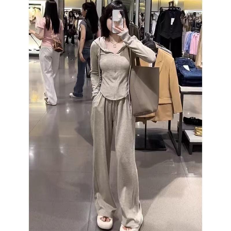 Women's Summer Fashion: Hooded Jacket & Wide-Leg Pants Set, 2026 Style