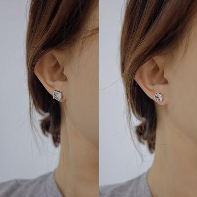 Asymmetrical Stud Earrings for Women Square Circle, Asymmetrical Three-dimensional Earrings Ins Niche Earrings