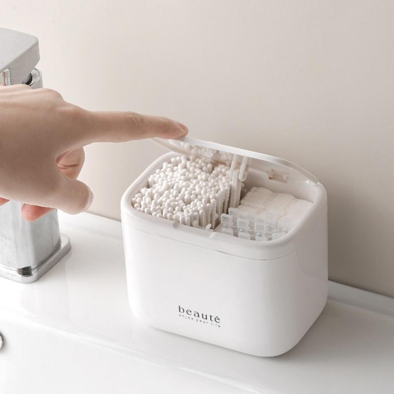Automatic Pops Up Lift No-Drill Cotton Swab And Makeup Cotton Dispenser Hair Accessories And Hair Tie Desktop Storage Box