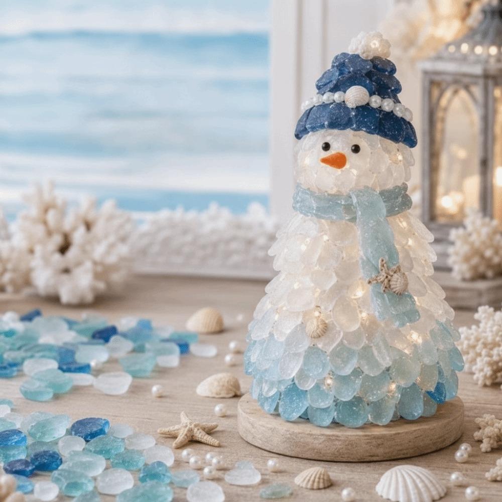 Layer Sea Glass Sea Glass Christmas Tree DIY Kit Tabletop Display DIY Craft DIY 3D Sea Glass Art Kit Coast and Christmas Series