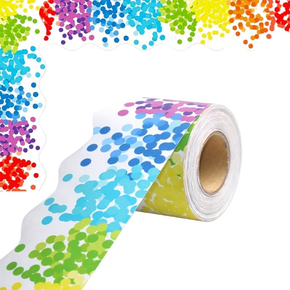 Colored Wavy Edge Paper DIY Wall Decoration Poster Border Stickers  for Classroom Board Home Party