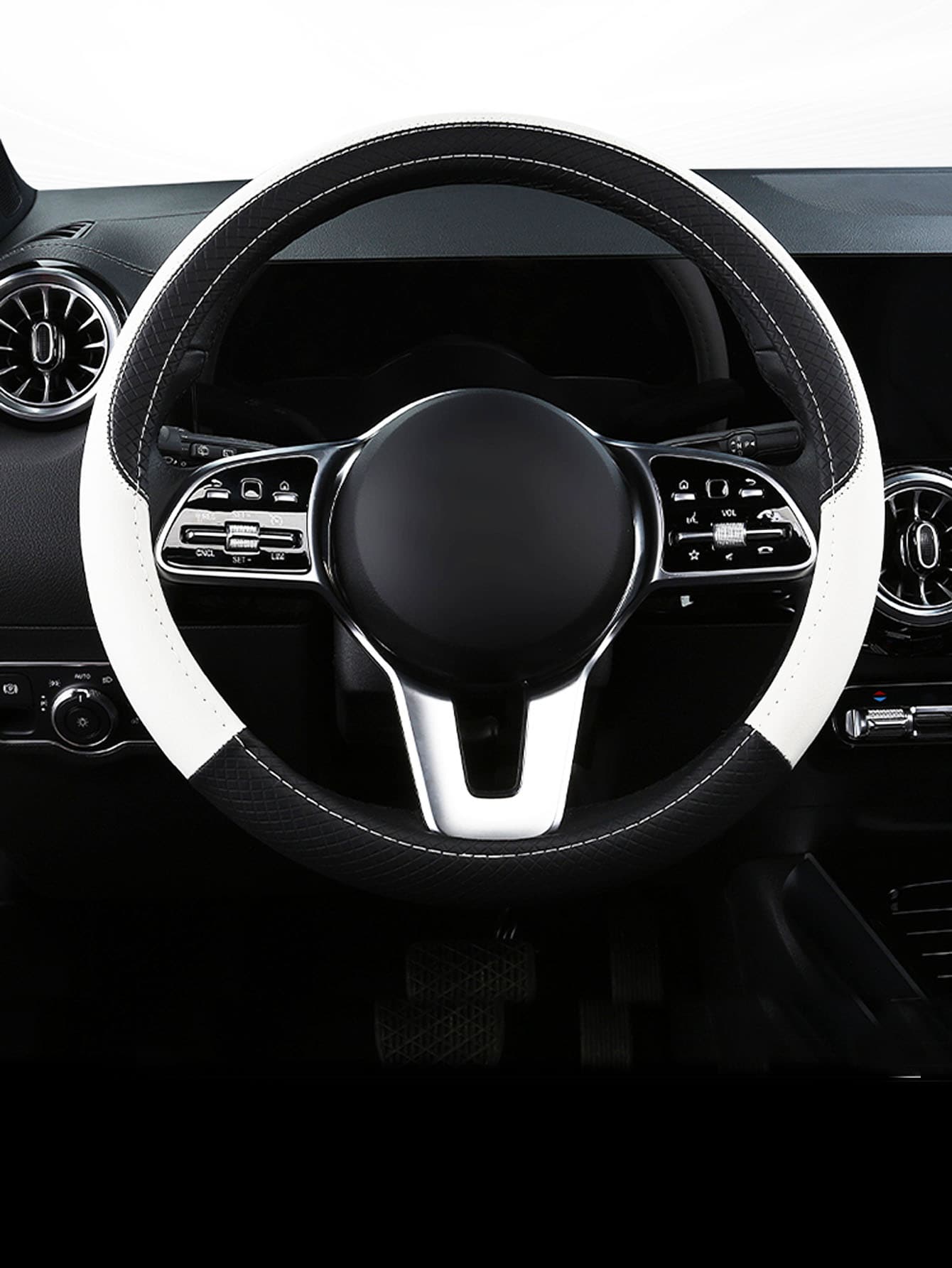 

Two Tone PU Leather Car Steering Wheel Cover