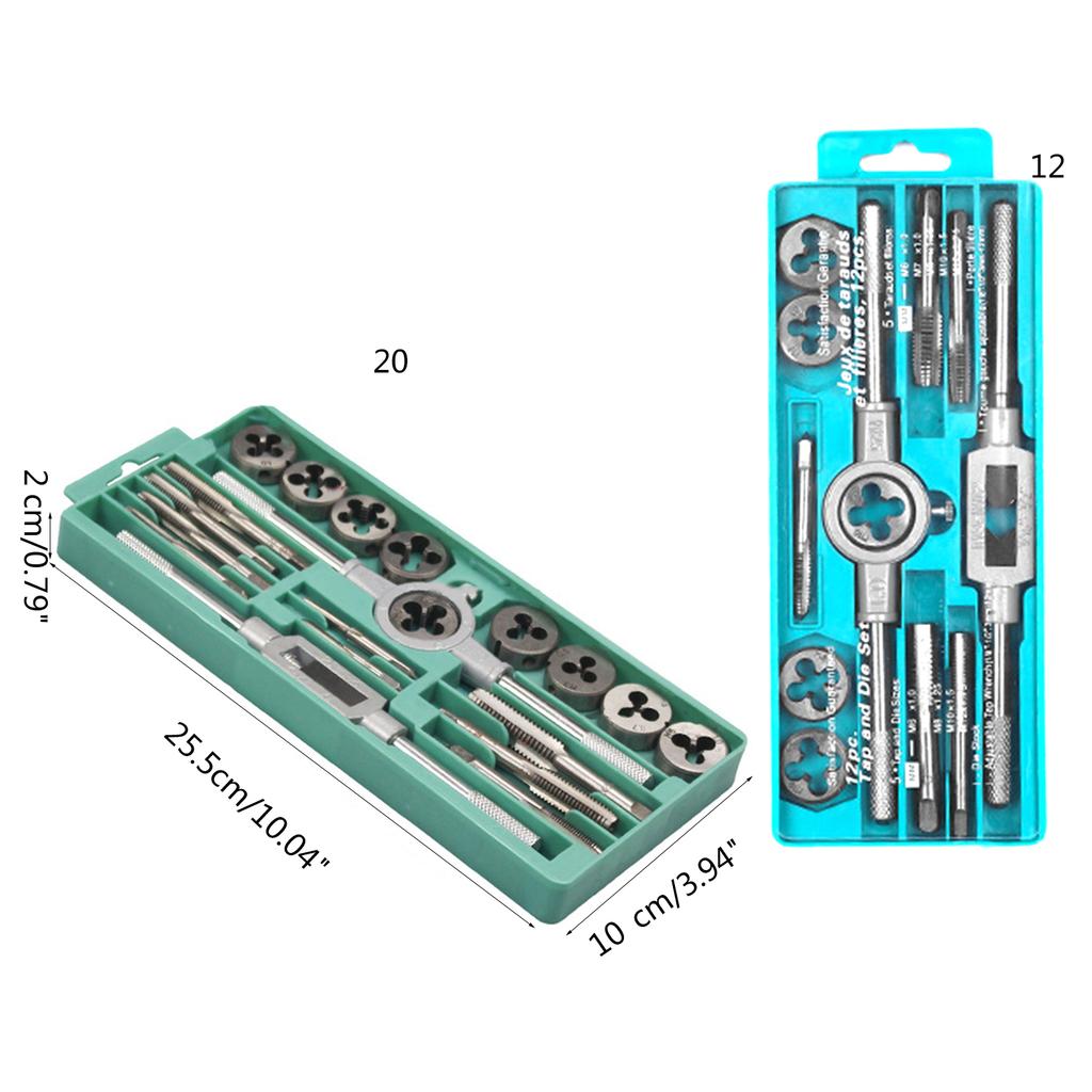 Tap and Die Set Metric Professional Screw Thread Plugs Straight Taper Reamer Threading Hand Repair Tools Set