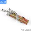 Klassisk naturstein halskjede anheng Tribal Totem Dragon svingete Crystal Column for menn og kvinner