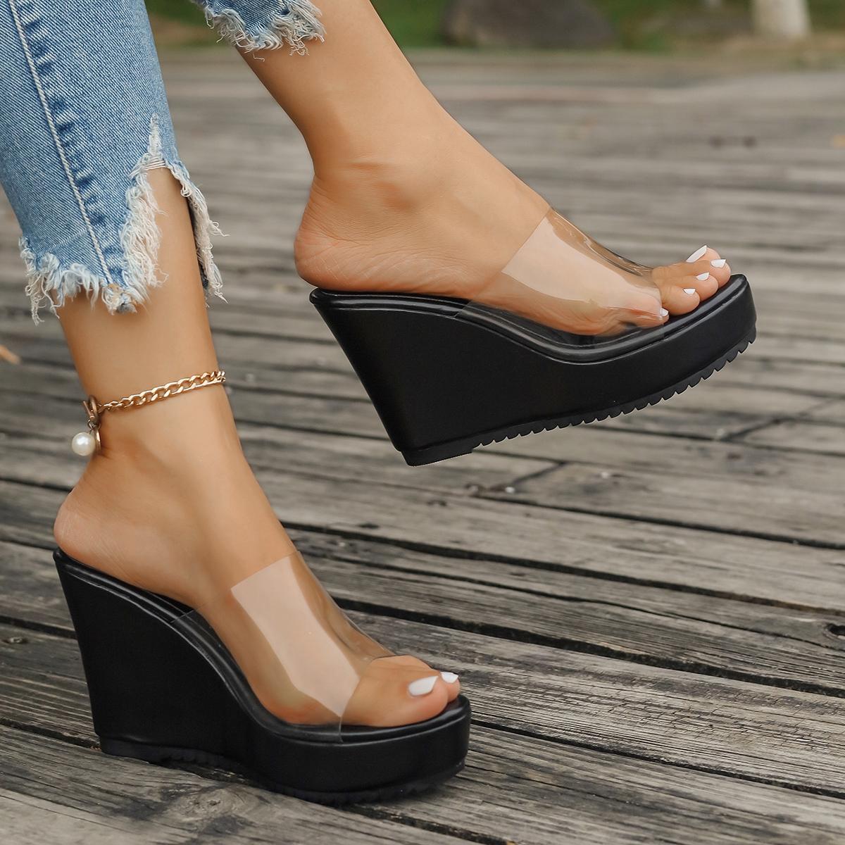 Женские шлепанцы на танкетке 2024 летние модные сандалии удобные легкие повседневные — фото 6