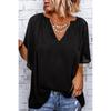 JPNTKY Women's Fashion Casual Solid Color Print Short Sleeve V Neck Blouses & Shirts