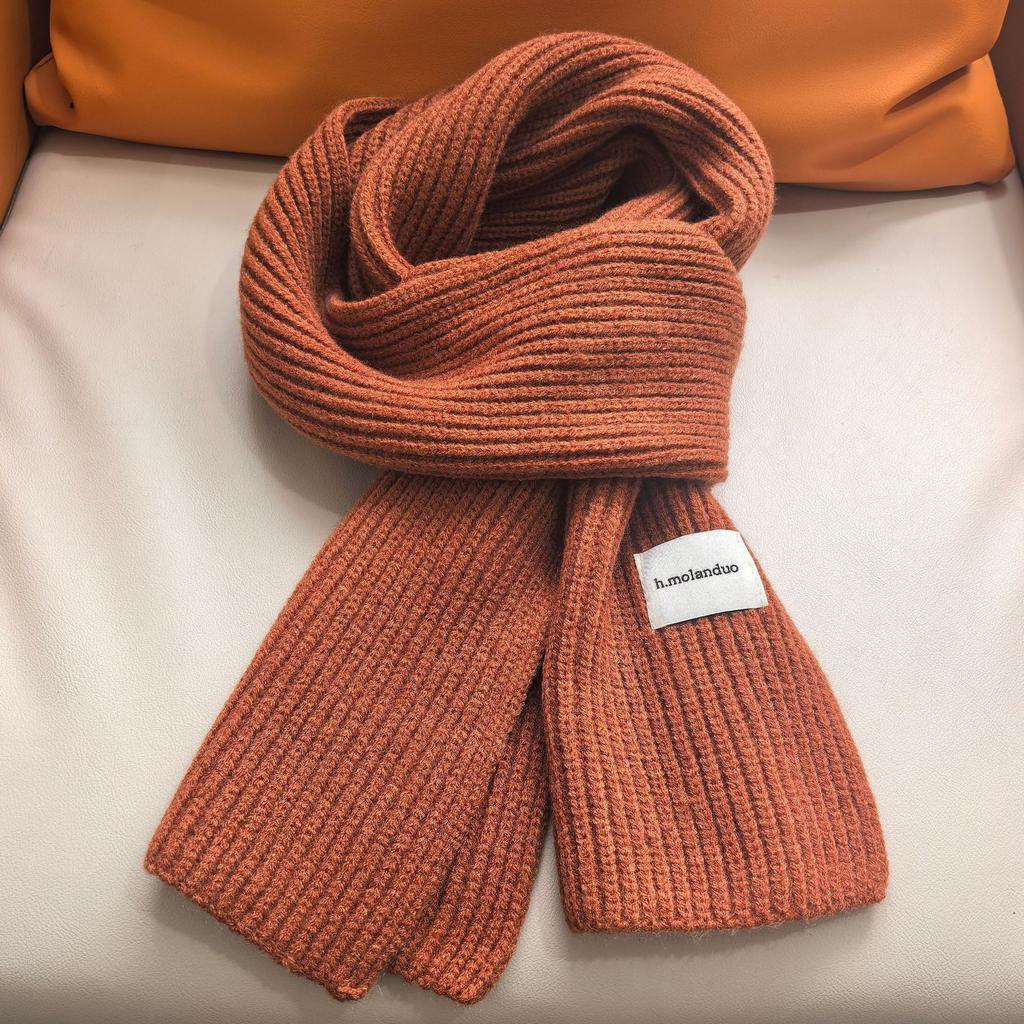 Solid color knitted scarf autumn and winter Korean atmosphere fashion student couple atmosphere scarf warm scarf wholesale