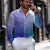 Chemise rayée à manches longues, tenue formelle décontractée élégante pour hommes, élégante et polyvalente.
